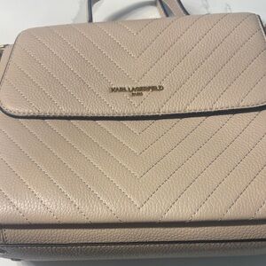 New Karl Lagerfeld Taupe Quilted Purse